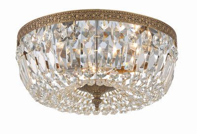 ##Antique Hardware## Crystorama 3 Light Swarovski Strass Crystal Olde Brass Flush Mount