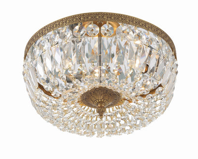 ##Antique Hardware## Crystorama 3 Light Swarovski Strass Crystal Olde Brass Flush Mount