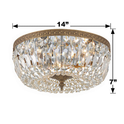 ##Antique Hardware## Crystorama 3 Light Spectra Crystal Olde Brass Flush Mount