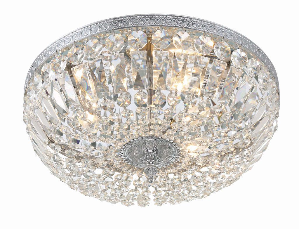 Antique Hardware Crystorama 3 Light Swarovski Strass Crystal Polished Chrome Flush Mount Semi Flush