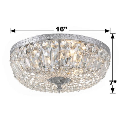 Antique Hardware Crystorama 3 Light Swarovski Strass Crystal Polished Chrome Flush Mount Semi Flush