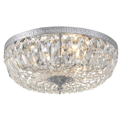 Antique Hardware Crystorama 3 Light Swarovski Strass Crystal Polished Chrome Flush Mount Semi Flush