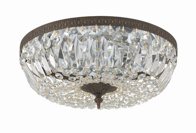 Antique Hardware Crystorama 3 Light Swarovski Strass Crystal English Bronze Flush Mount Semi Flush