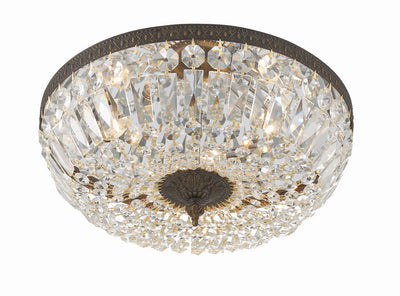 Antique Hardware Crystorama 3 Light Swarovski Strass Crystal English Bronze Flush Mount Semi Flush