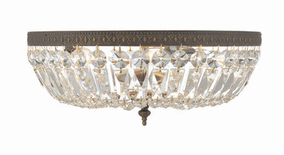 Antique Hardware Crystorama 3 Light Swarovski Strass Crystal English Bronze Flush Mount Semi Flush