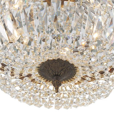 Antique Hardware Crystorama 3 Light Swarovski Strass Crystal English Bronze Flush Mount Semi Flush