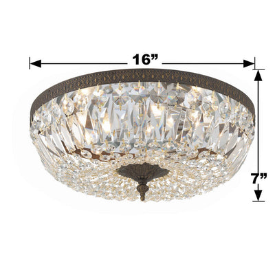 Antique Hardware Crystorama 3 Light Swarovski Strass Crystal English Bronze Flush Mount Semi Flush