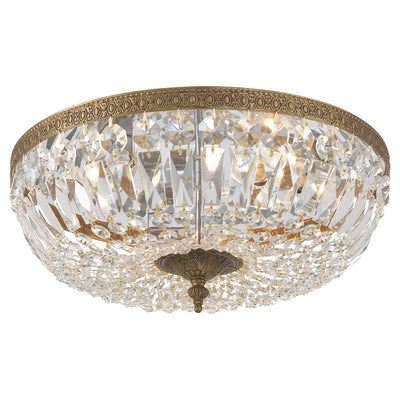 ##Antique Hardware## Crystorama 3 Light Spectra Crystal Olde Brass Flush Mount