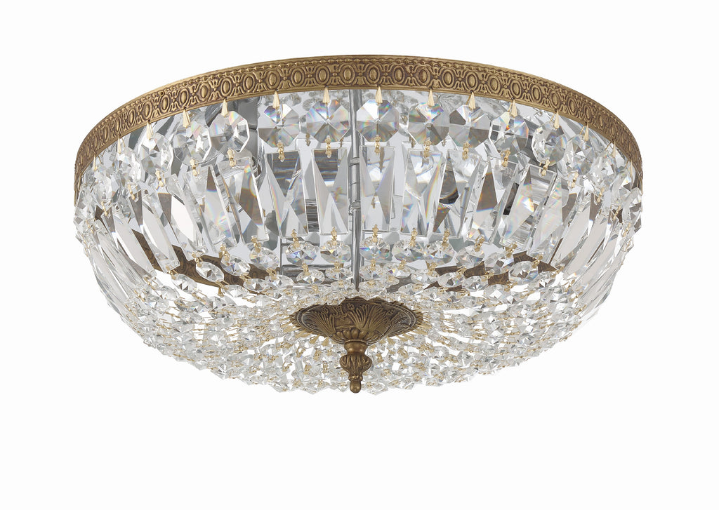 ##Antique Hardware## Crystorama 3 Light Swarovski Strass Crystal Olde Brass Flush Mount