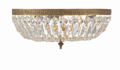 ##Antique Hardware## Crystorama 3 Light Spectra Crystal Olde Brass Flush Mount