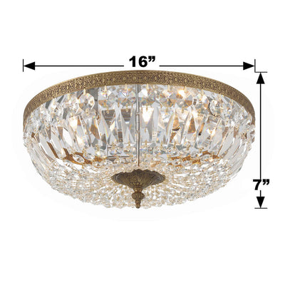 ##Antique Hardware## Crystorama 3 Light Spectra Crystal Olde Brass Flush Mount