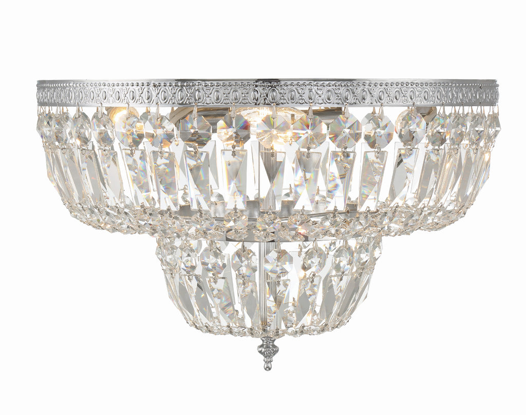 Antique Hardware Crystorama 4 Light Swarovski Strass Crystal Polished Chrome Flush Mount Semi Flush