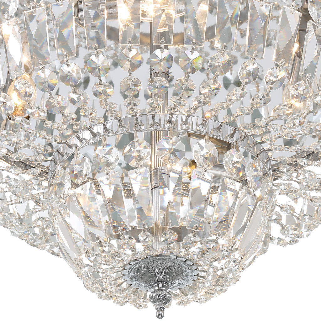 Antique Hardware Crystorama 4 Light Swarovski Strass Crystal Polished Chrome Flush Mount Semi Flush