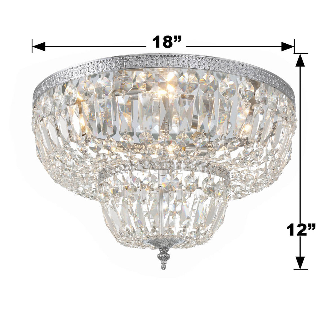 Antique Hardware Crystorama 4 Light Swarovski Strass Crystal Polished Chrome Flush Mount Semi Flush