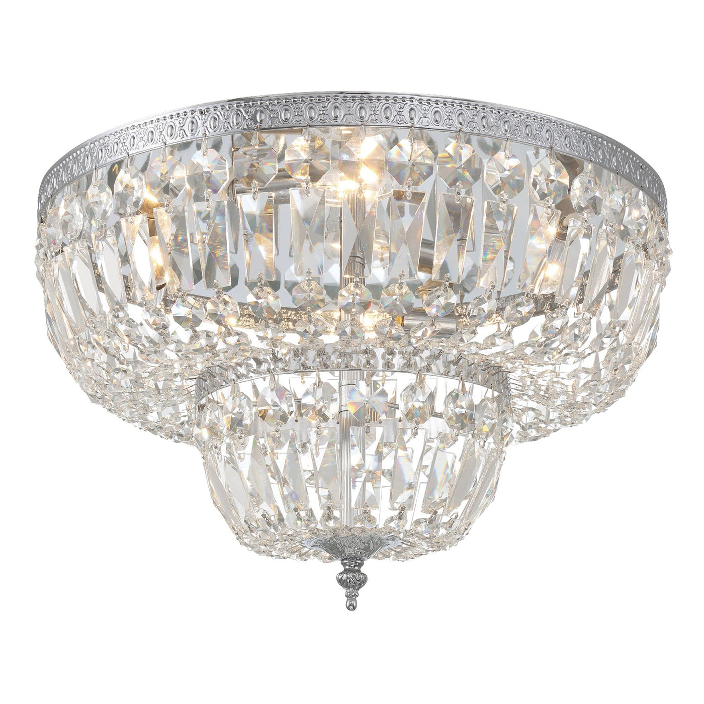 Antique Hardware Crystorama 4 Light Swarovski Strass Crystal Polished Chrome Flush Mount Semi Flush