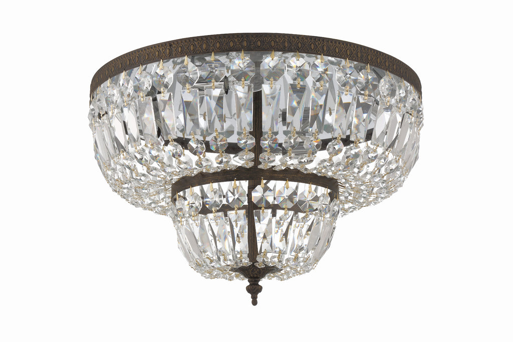 Antique Hardware Crystorama 4 Light Swarovski Strass Crystal English Bronze Flush Mount Semi Flush