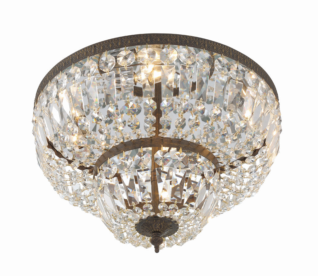 Antique Hardware Crystorama 4 Light Swarovski Strass Crystal English Bronze Flush Mount Semi Flush