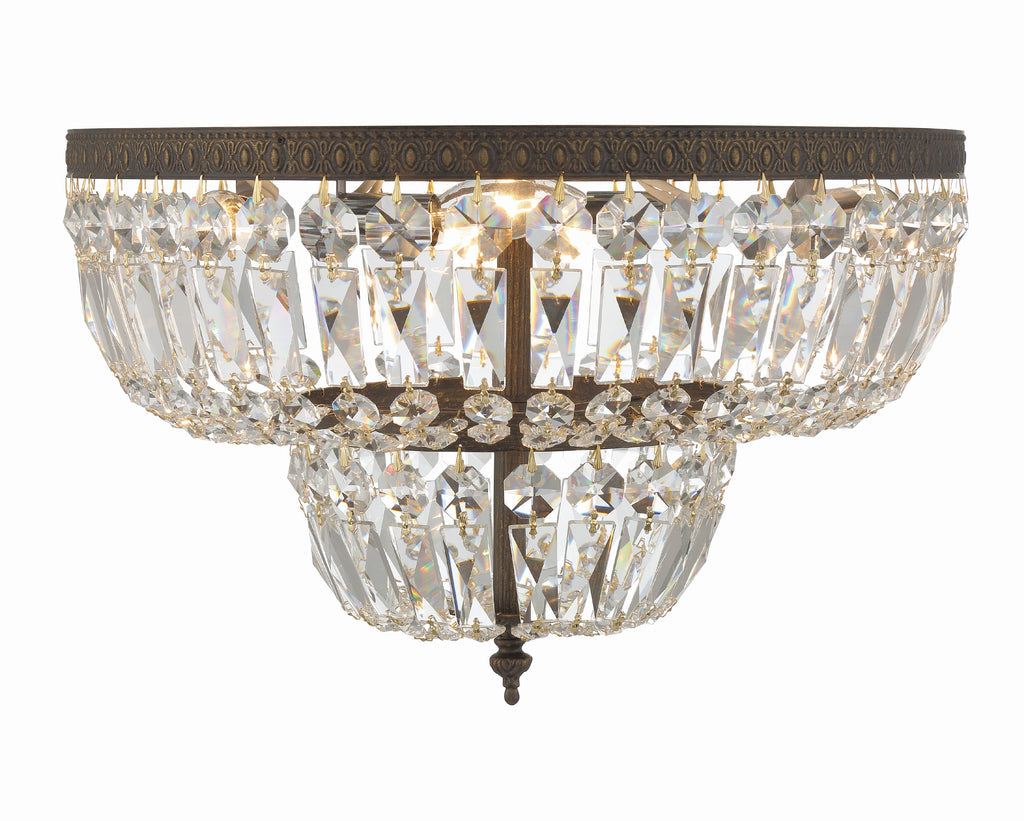 Antique Hardware Crystorama 4 Light Spectra Crystal English Bronze Flush Mount Semi Flush