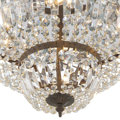 Antique Hardware Crystorama 4 Light Swarovski Strass Crystal English Bronze Flush Mount Semi Flush