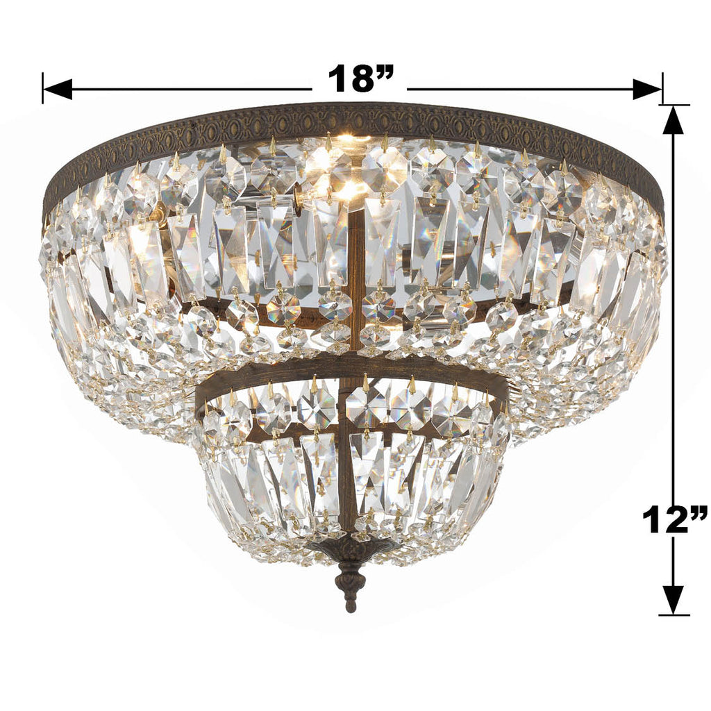 Antique Hardware Crystorama 4 Light Swarovski Strass Crystal English Bronze Flush Mount Semi Flush