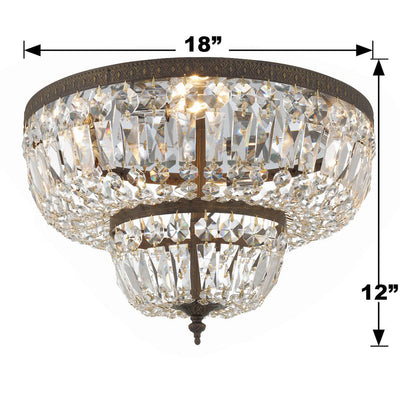 Antique Hardware Crystorama 4 Light Swarovski Strass Crystal English Bronze Flush Mount Semi Flush