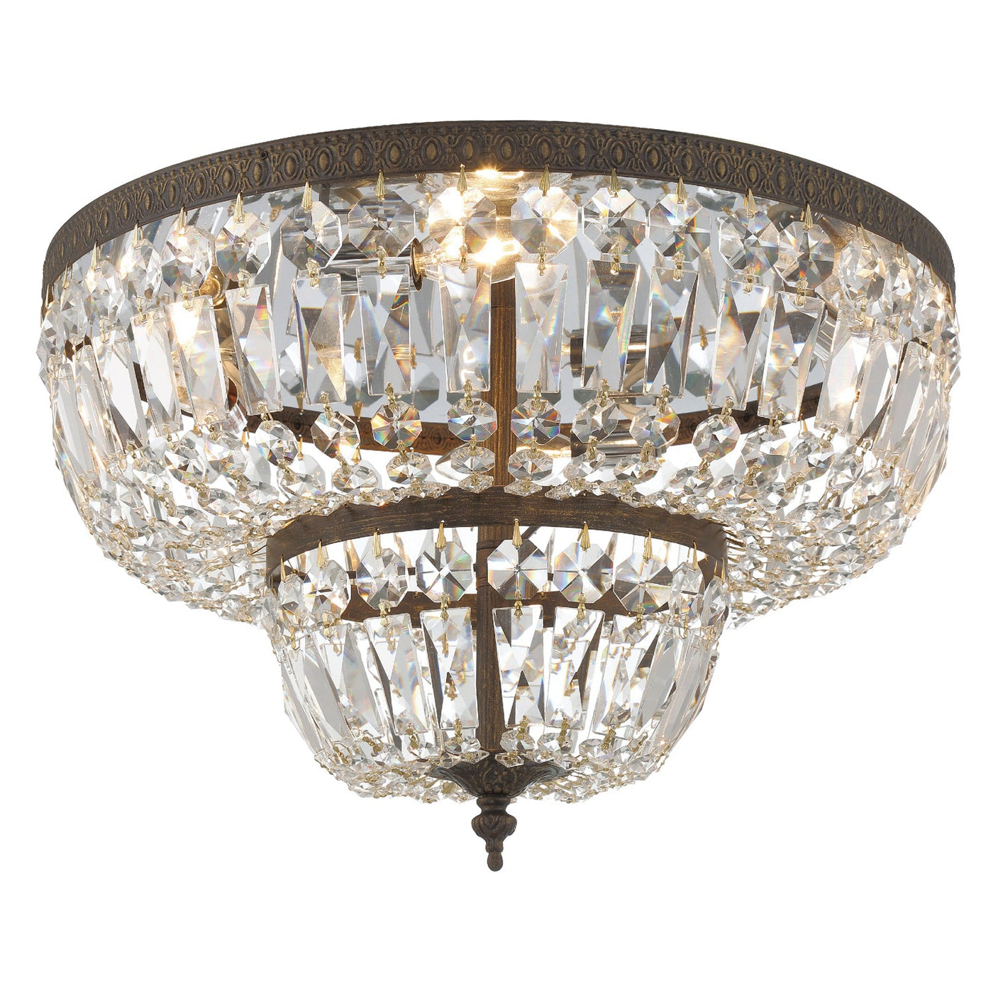 Antique Hardware Crystorama 4 Light Swarovski Strass Crystal English Bronze Flush Mount Semi Flush