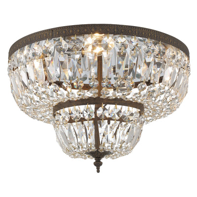 Antique Hardware Crystorama 4 Light Swarovski Strass Crystal English Bronze Flush Mount Semi Flush