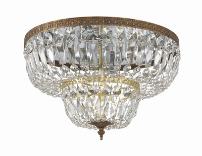 ##Antique Hardware## Crystorama 4 Light Swarovski Strass Crystal Olde Brass Flush Mount