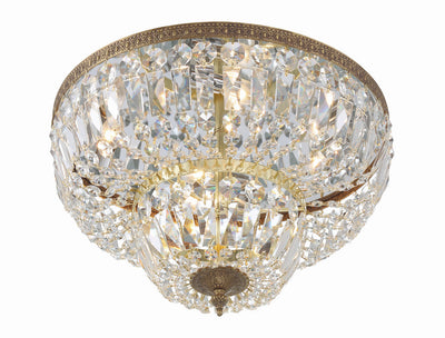 ##Antique Hardware## Crystorama 4 Light Swarovski Strass Crystal Olde Brass Flush Mount