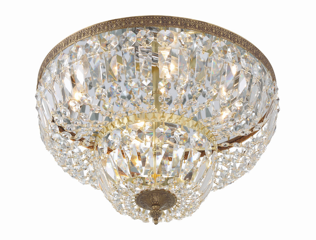 ##Antique Hardware## Crystorama 4 Light Spectra Crystal Olde Brass Flush Mount