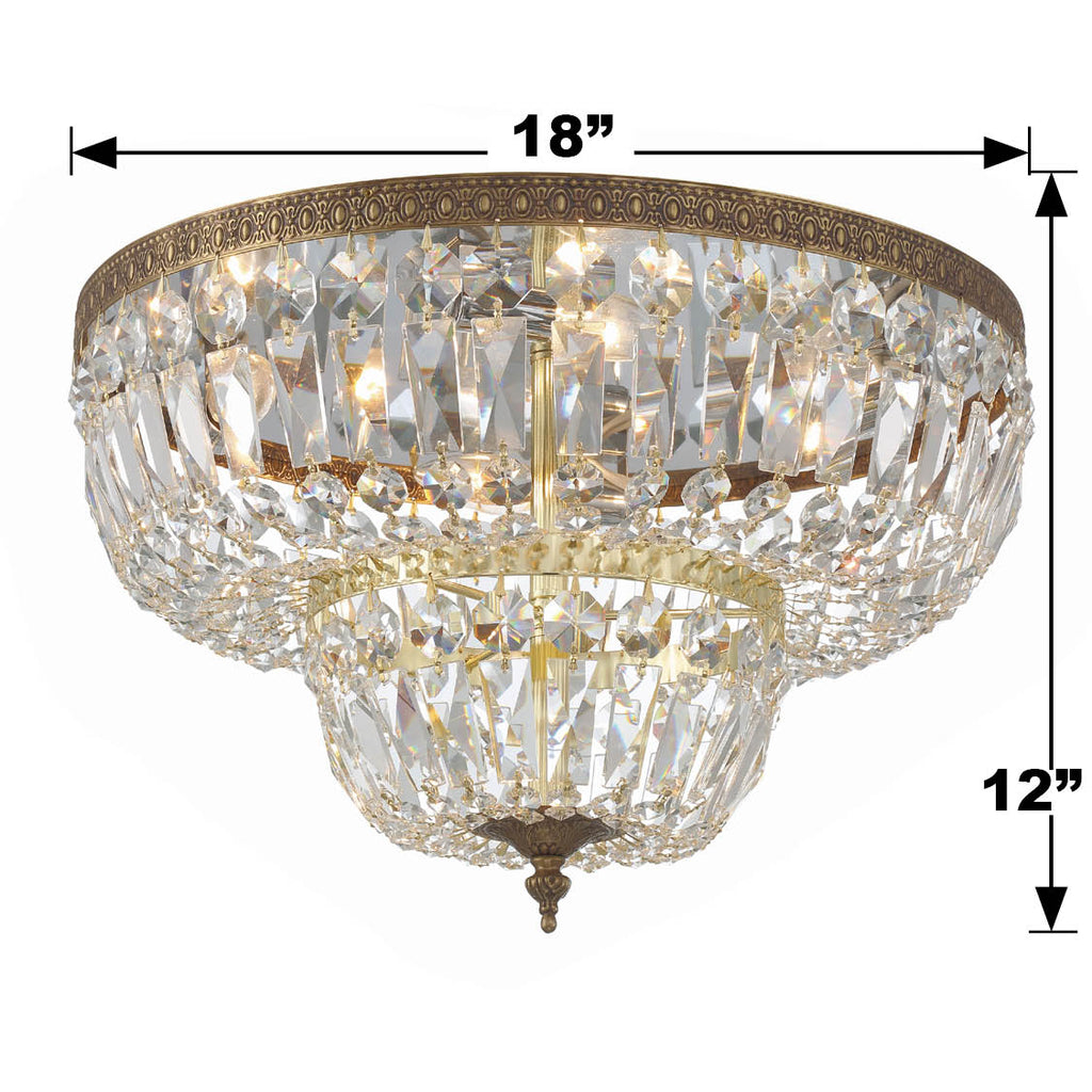 ##Antique Hardware## Crystorama 4 Light Swarovski Strass Crystal Olde Brass Flush Mount