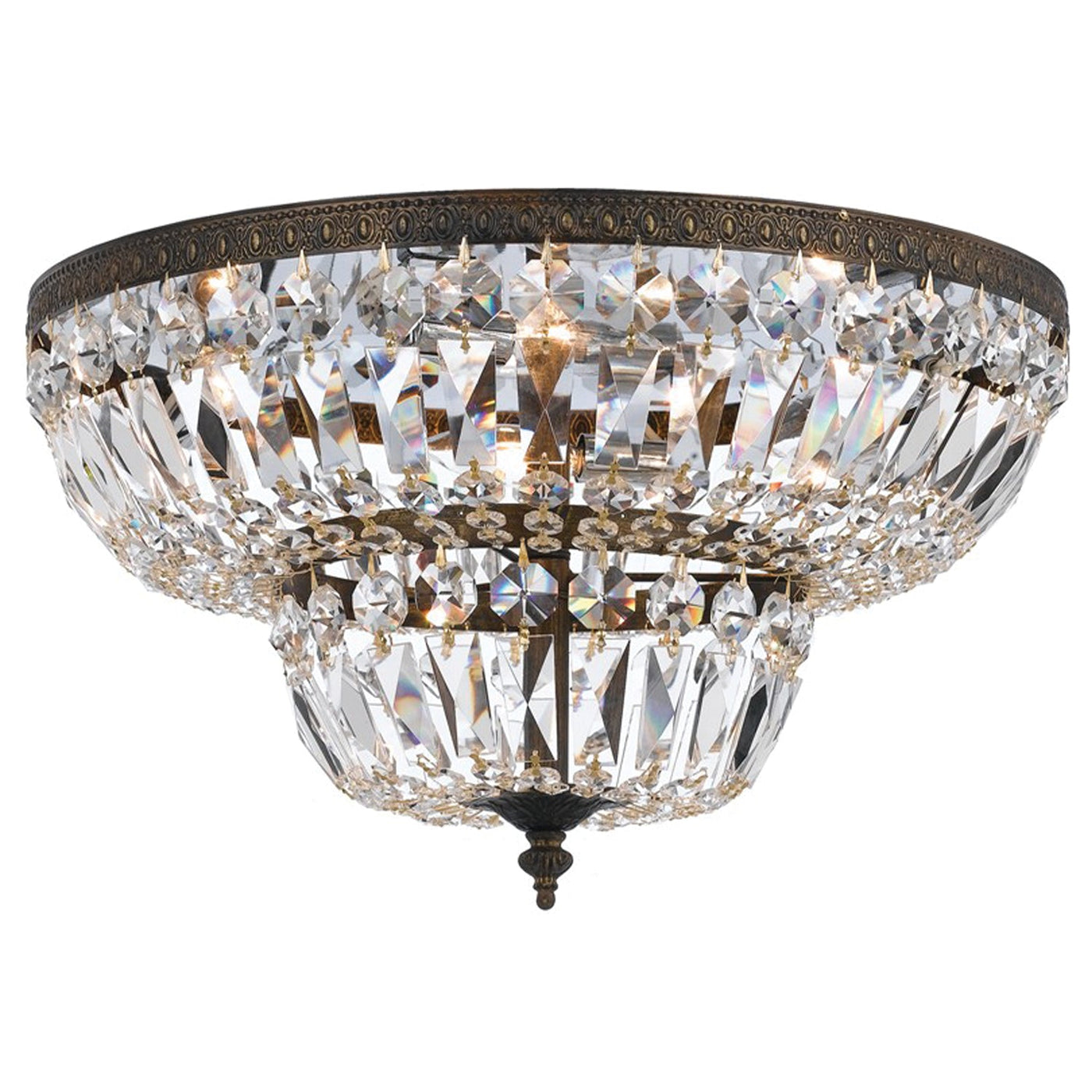 Antique Hardware Crystorama 6 Light Spectra Crystal English Bronze Flush Mount Semi Flush