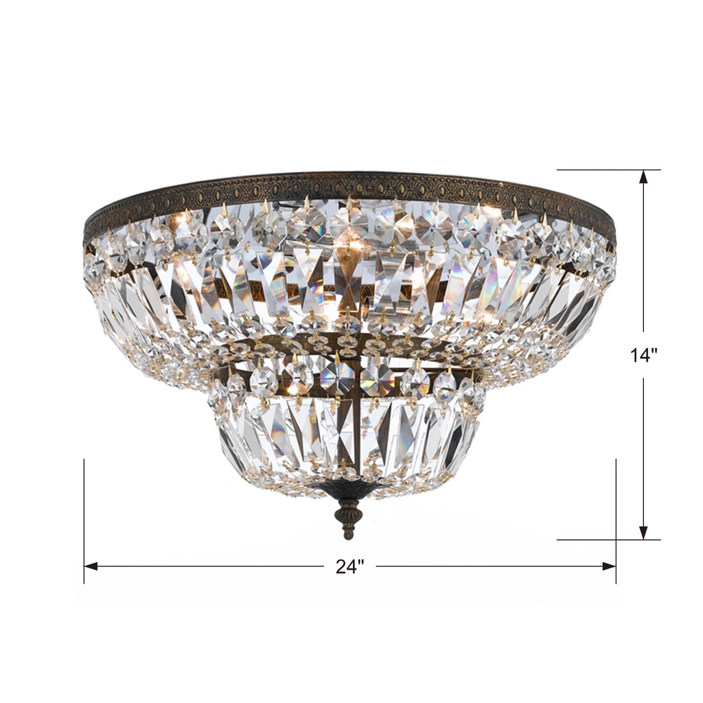 Antique Hardware Crystorama 6 Light Spectra Crystal English Bronze Flush Mount Semi Flush