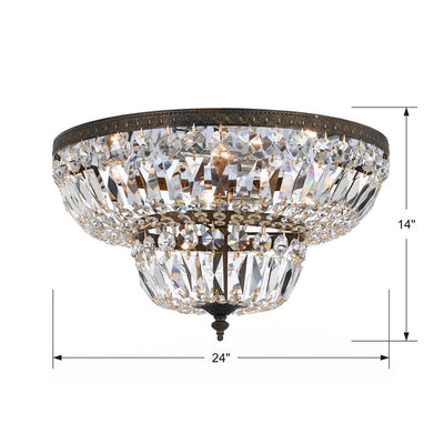 Antique Hardware Crystorama 6 Light Spectra Crystal English Bronze Flush Mount Semi Flush