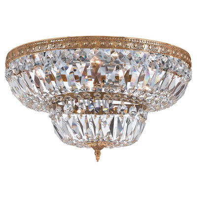 ##Antique Hardware## Crystorama 6 Light Spectra Crystal Olde Brass Flush Mount