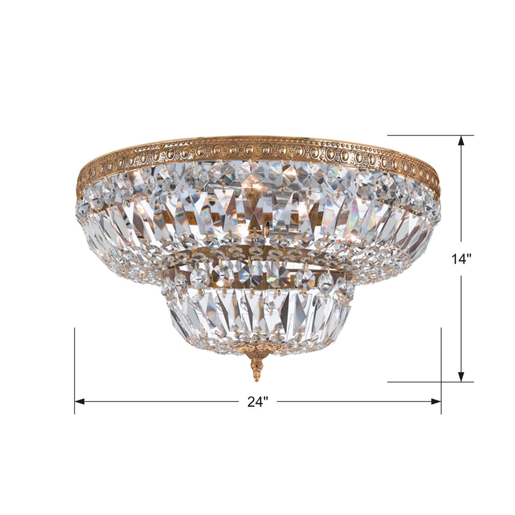 ##Antique Hardware## Crystorama 6 Light Spectra Crystal Olde Brass Flush Mount