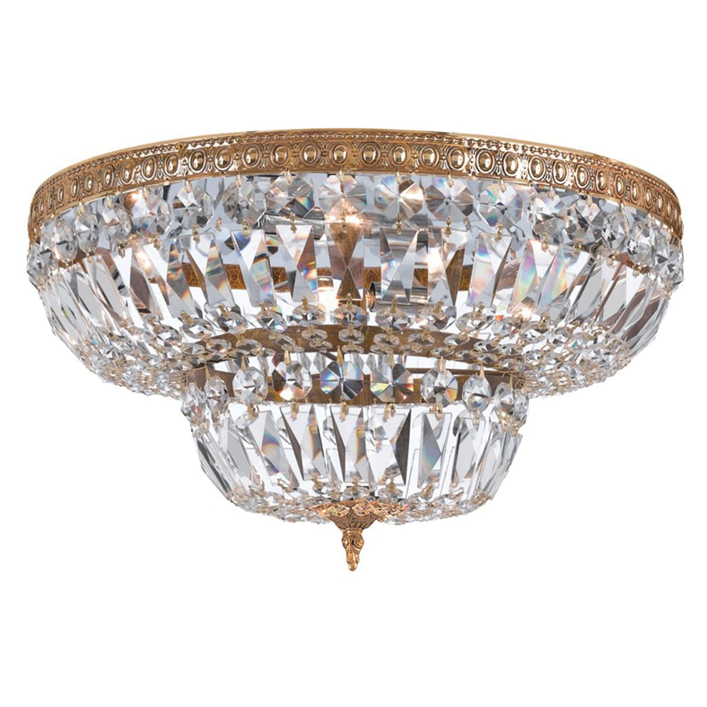 ##Antique Hardware## Crystorama 8 Light Spectra Crystal Olde Brass Flush Mount