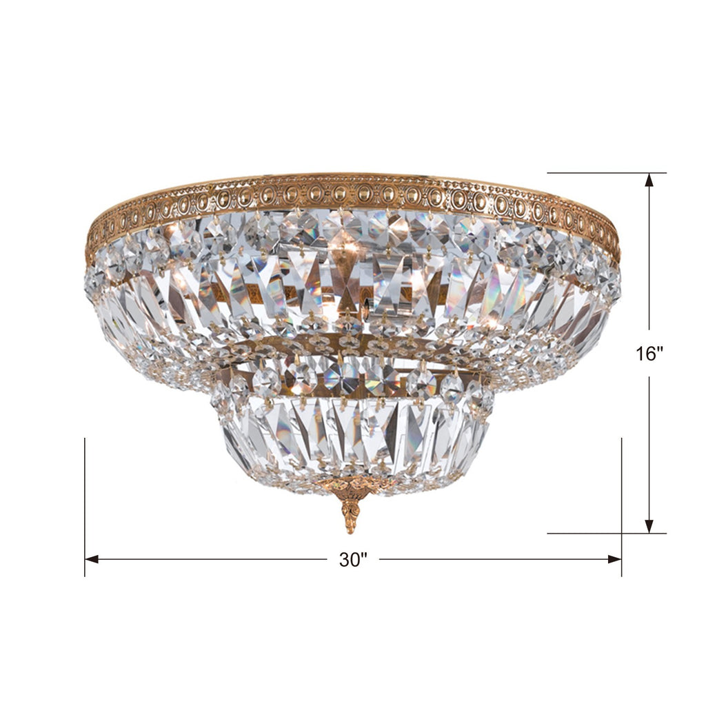 ##Antique Hardware## Crystorama 8 Light Spectra Crystal Olde Brass Flush Mount