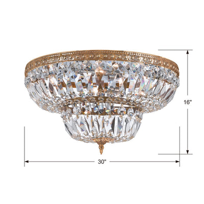 ##Antique Hardware## Crystorama 8 Light Spectra Crystal Olde Brass Flush Mount