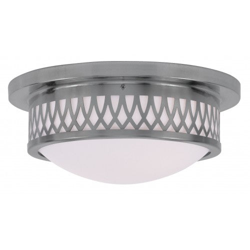 Antique Hardware 2 Light Brushed Nickel Ceiling Mount Flush Mount