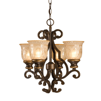 ##Antique Hardware## Norwalk 4 Light Bronze Umber Mini Chandelier