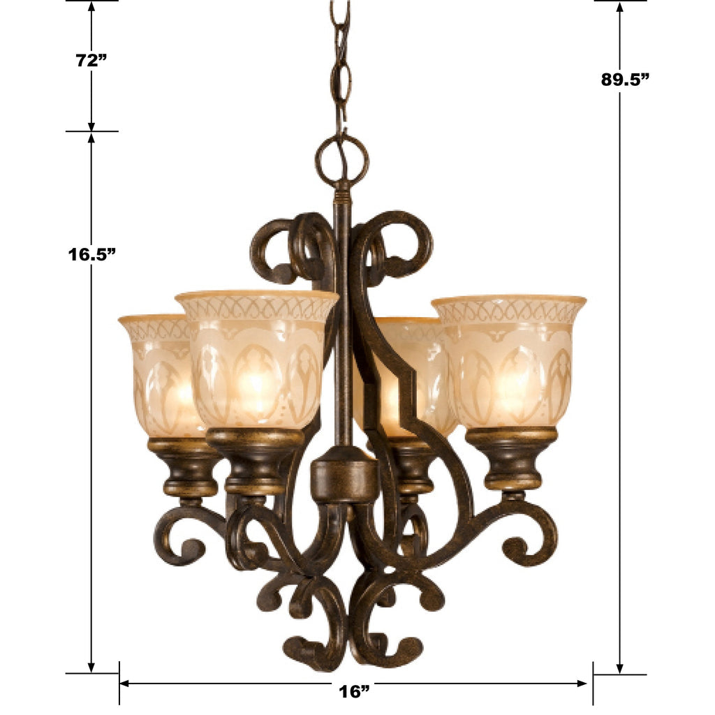 ##Antique Hardware## Norwalk 4 Light Bronze Umber Mini Chandelier