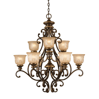 ##Antique Hardware## Norwalk 9 Light Bronze Umber Chandelier