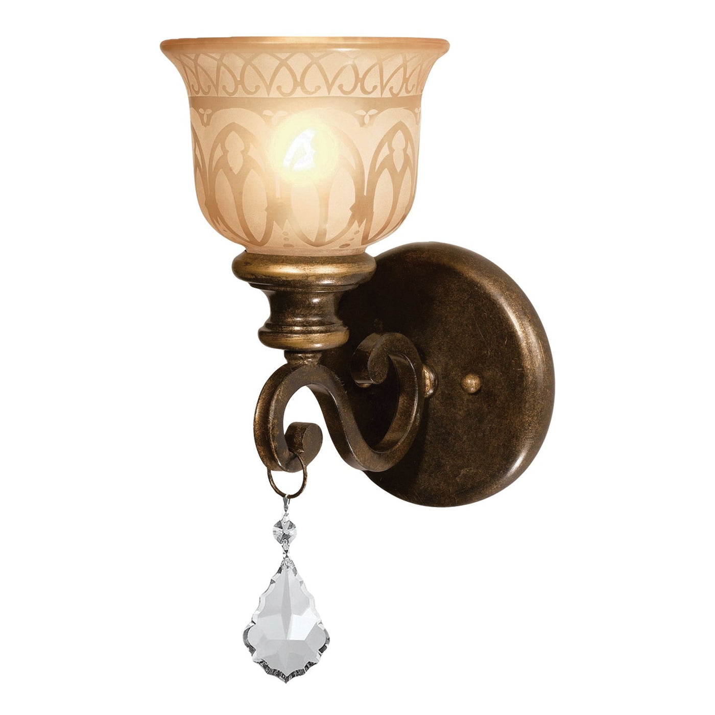 ##Antique Hardware## Norwalk 1 Light Clear Crystal Bronze Umber Sconce