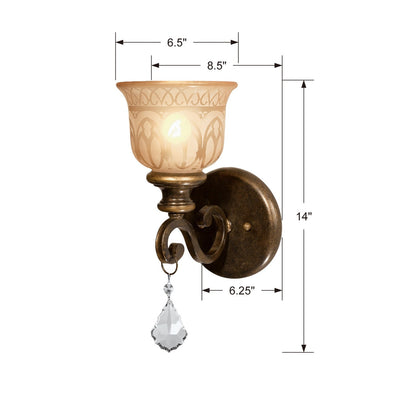 ##Antique Hardware## Norwalk 1 Light Spectra Crystal Bronze Umber Sconce