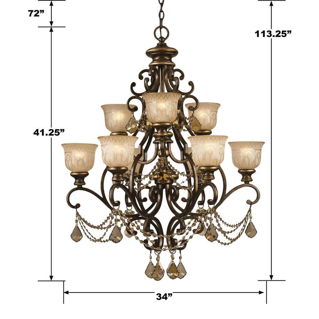 ##Antique Hardware## Niles 4 Light Black Forged + Modern Gold Chandelier