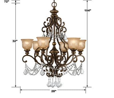 ##Antique Hardware## Norwalk 6 Light Hand Cut Crystal Bronze Umber Chandelier