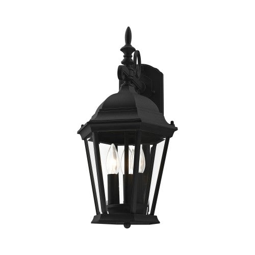 Antique Hardware 3 Light Textured Black Outdoor Wall Lantern Exterior