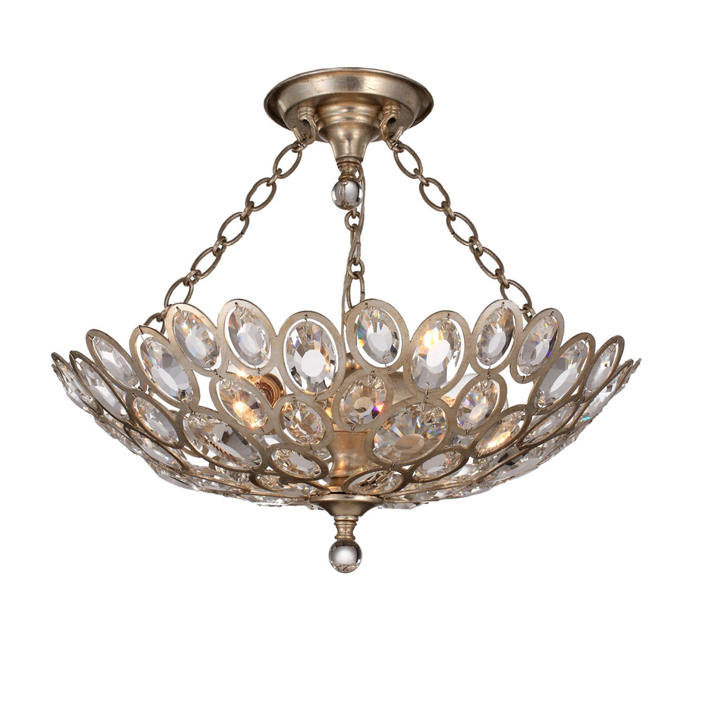 ##Antique Hardware## Sterling 3 Light Distressed Twilight Semi Flush Mount