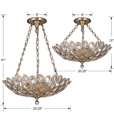 ##Antique Hardware## Sterling 3 Light Distressed Twilight Chandelier